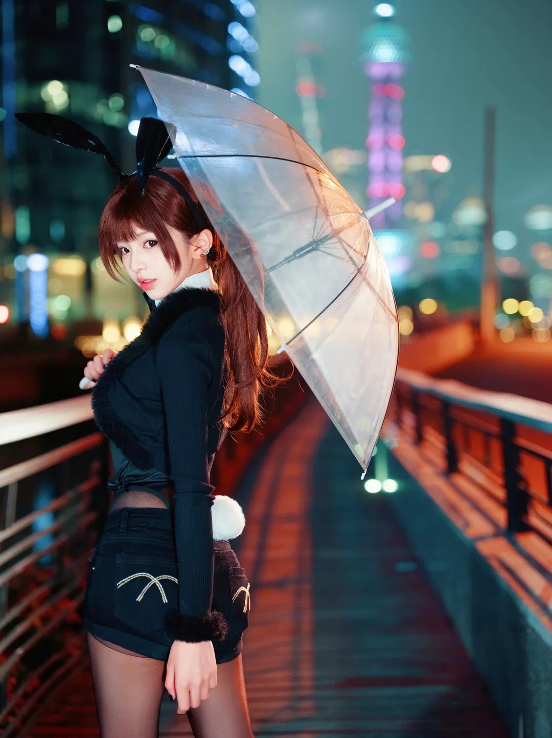 夜景街拍兔耳制服少女 - 第 10 张