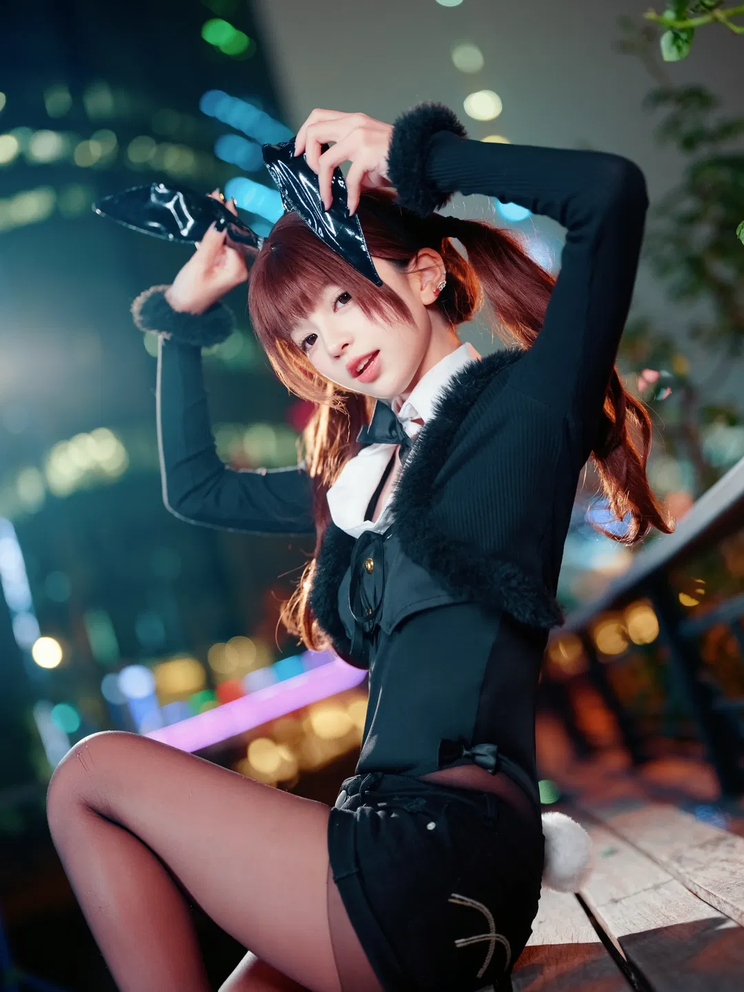夜景街拍兔耳制服少女 - 第 16 张