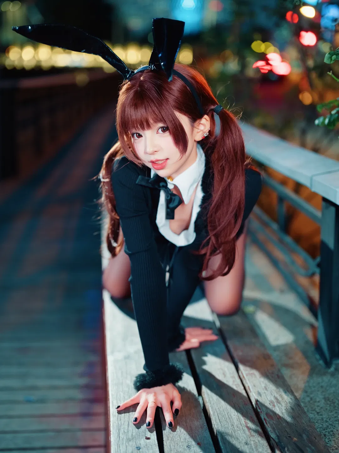 夜景街拍兔耳制服少女 - 第 3 张