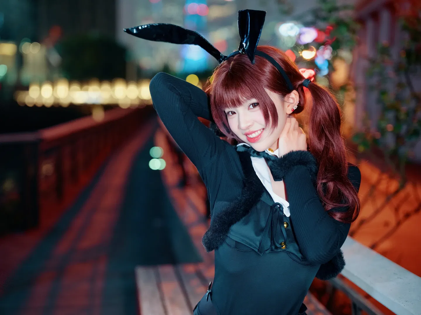 夜景街拍兔耳制服少女 - 第 8 张