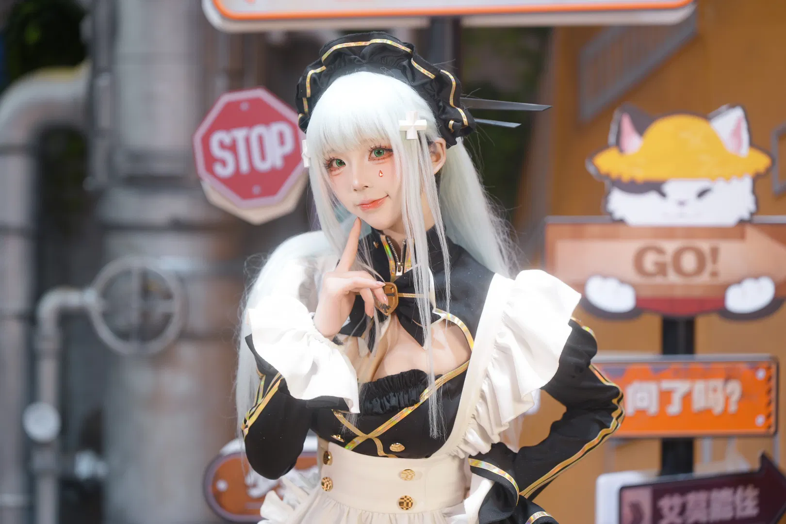 【HK416cos】少女前线2追放 BW现场的黑白女仆装造型 - 第 4 张