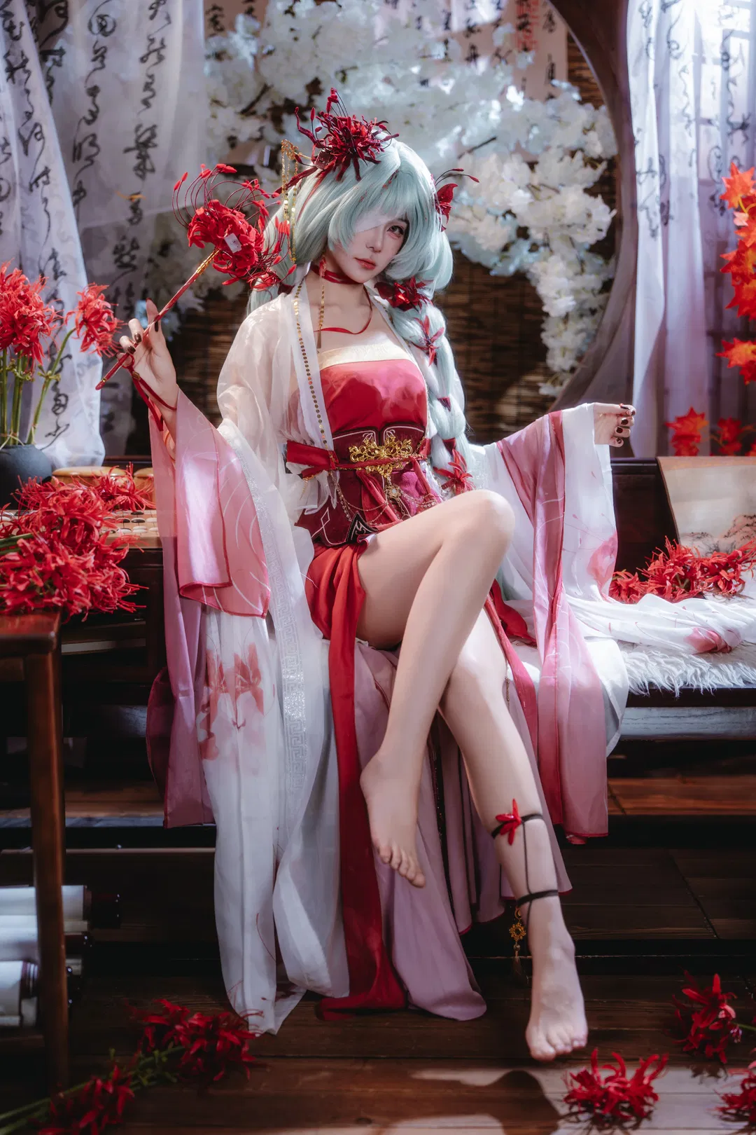 【鸣潮同人cos】彼岸梦长辞，红白古风与薄荷绿的碰撞 - 第 3 张