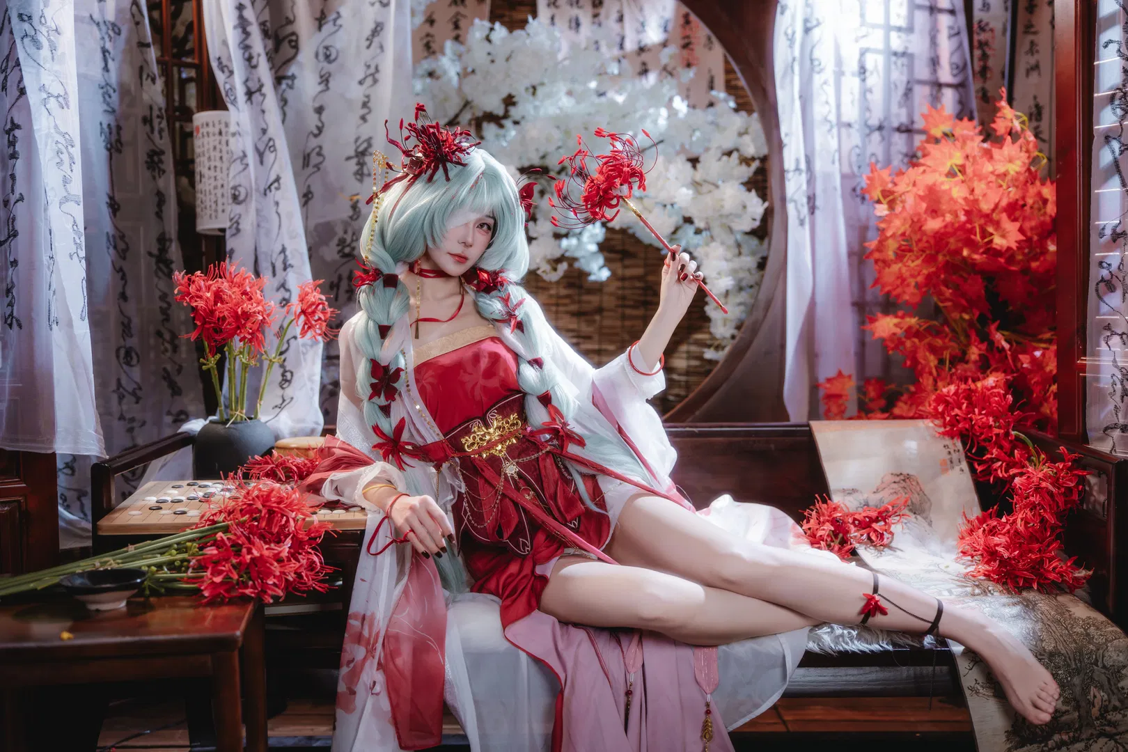 【鸣潮同人cos】彼岸梦长辞，红白古风与薄荷绿的碰撞 - 第 6 张