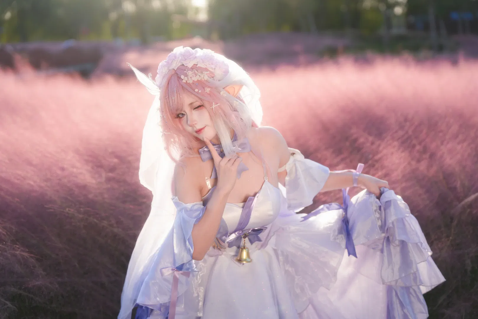 【愛莉希雅cos】崩壞3粉黛花海花嫁 - 第 2 張