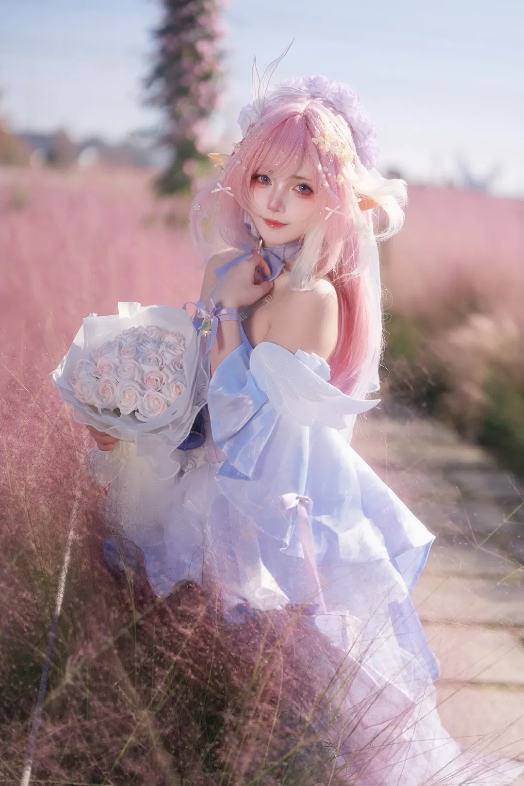 【愛莉希雅cos】崩壞3粉黛花海花嫁 - 第 4 張