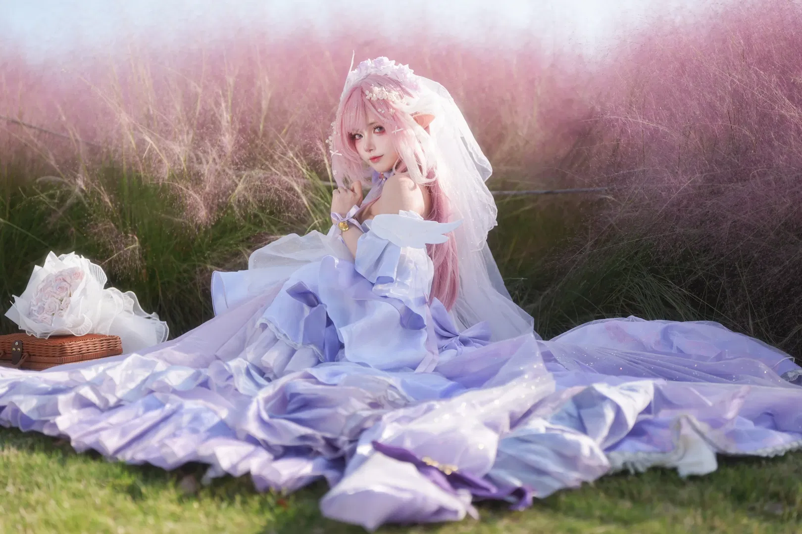【愛莉希雅cos】崩壞3粉黛花海花嫁 - 第 7 張