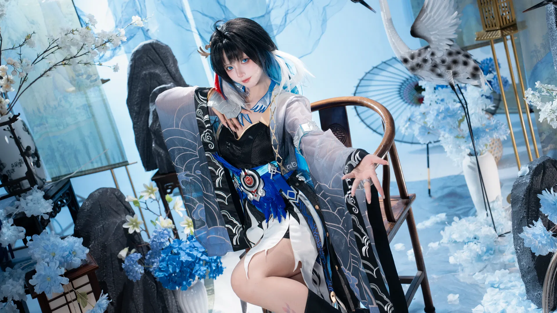 【秧秧cos】鸣潮夜翎，坠入静谧的蓝色梦境 - 第 6 张
