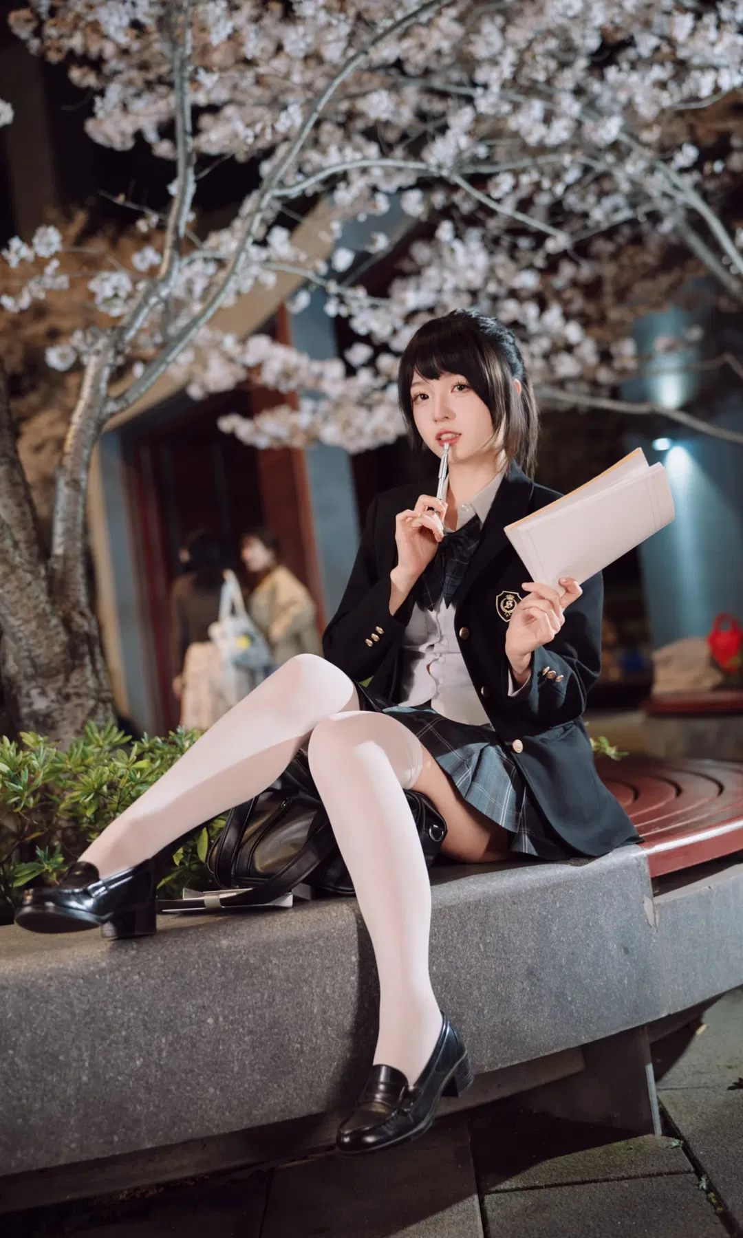 夜櫻下的清冷感JK制服寫真 - 第 2 張