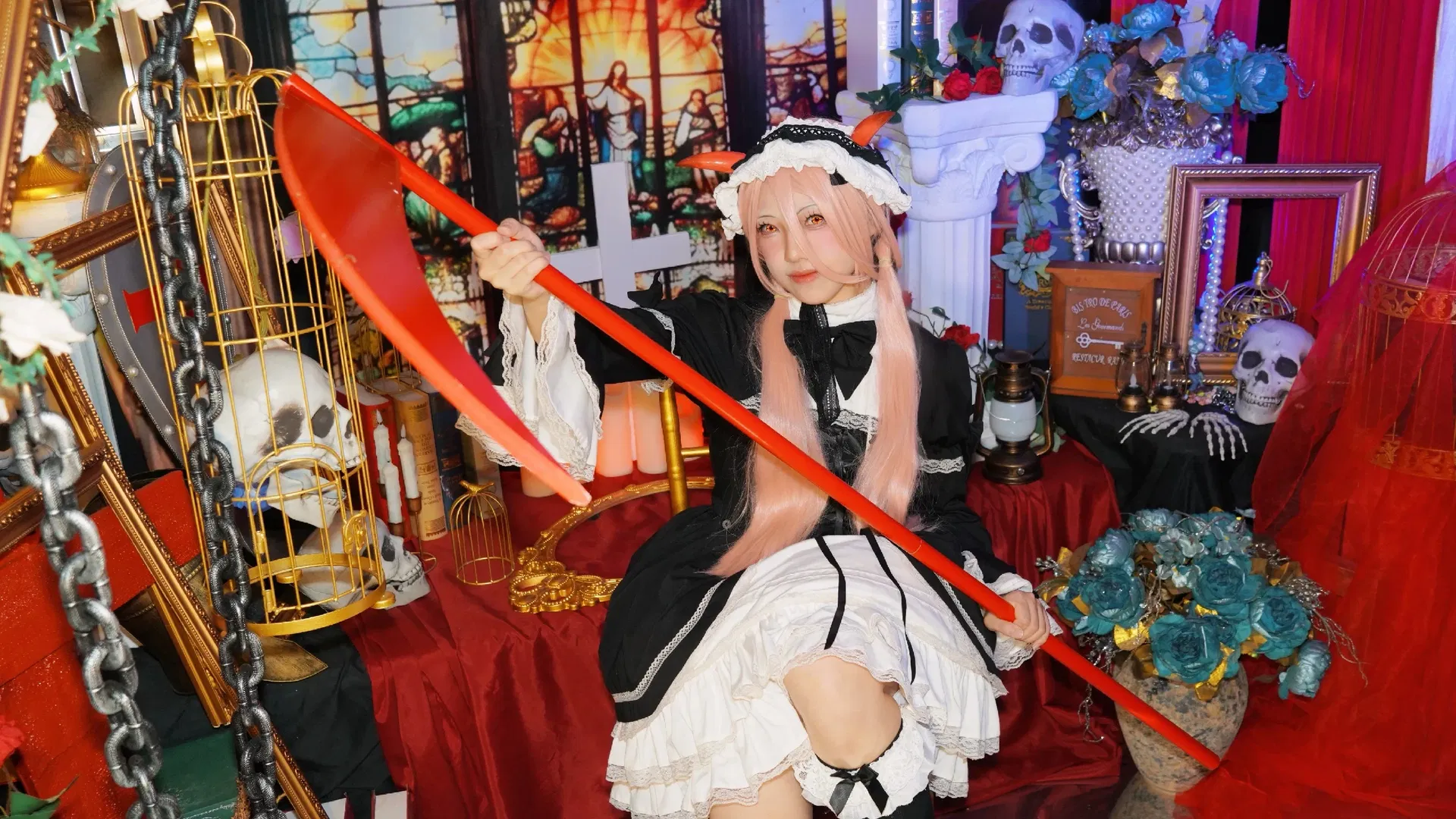 【帕瓦cos】电锯人帕瓦女仆装，红黑哥特风的双重魅力 - 第 5 张