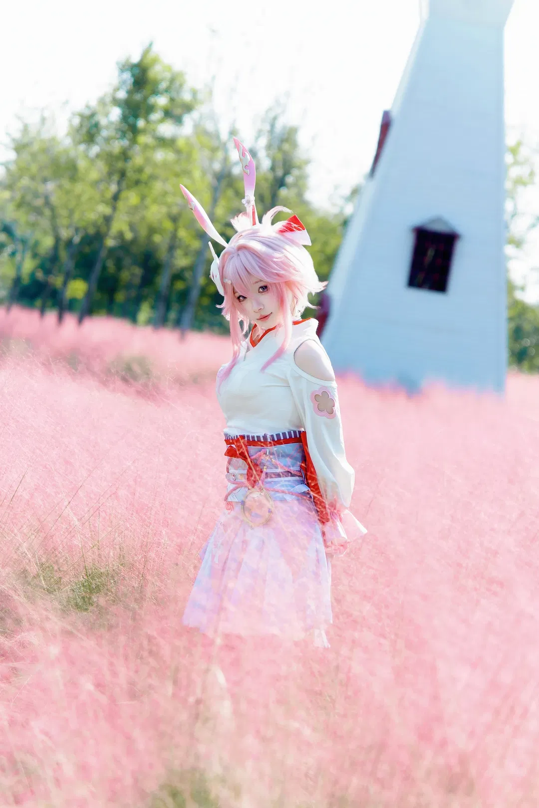 崩壞星穹鐵道緋英cos，顧村公園粉黛花海中的元氣少女 - 第 3 張