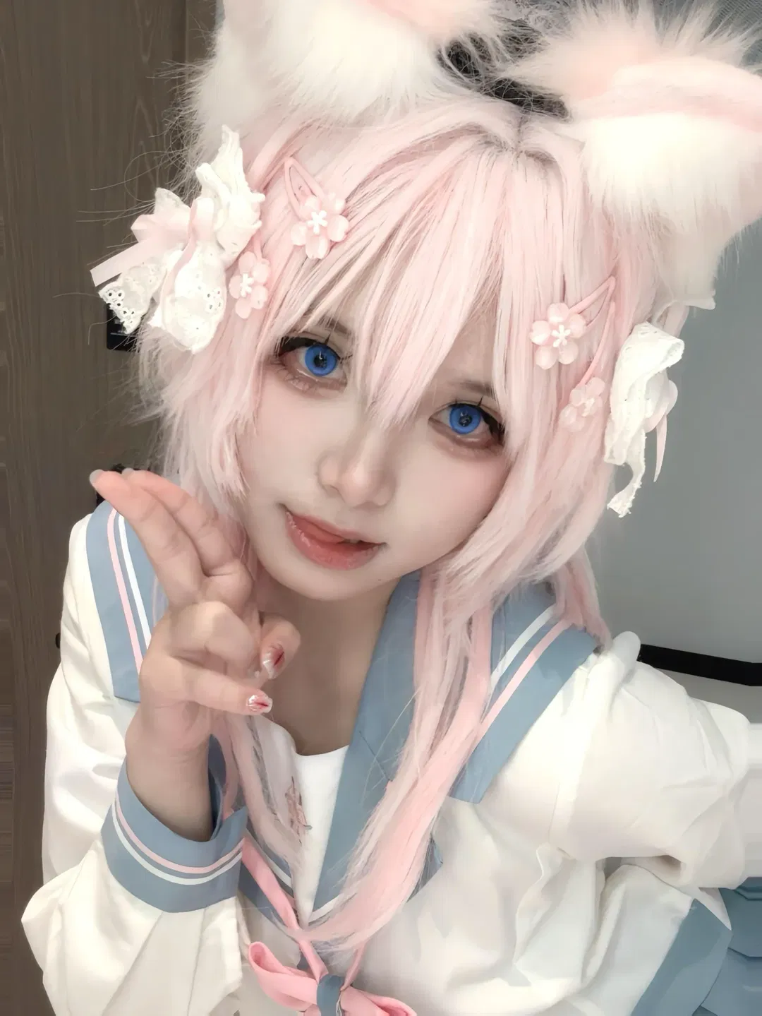 【三月七cos】崩坏星穹铁道猫耳私设，活泼可爱的水手服少女 - 第 1 张