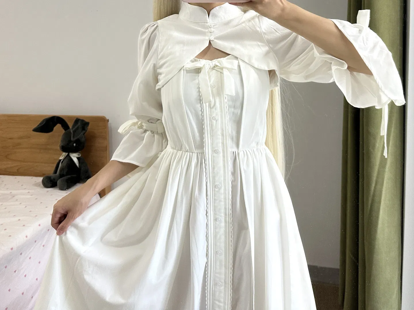 春日野穹cos 缘之空 穹妹白色系常服对镜拍 - 第 6 张