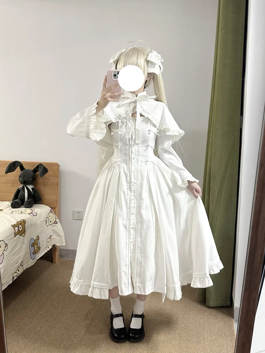 【春日野穹cos】缘之空纯白兔耳洋装试穿 - 第 1 张