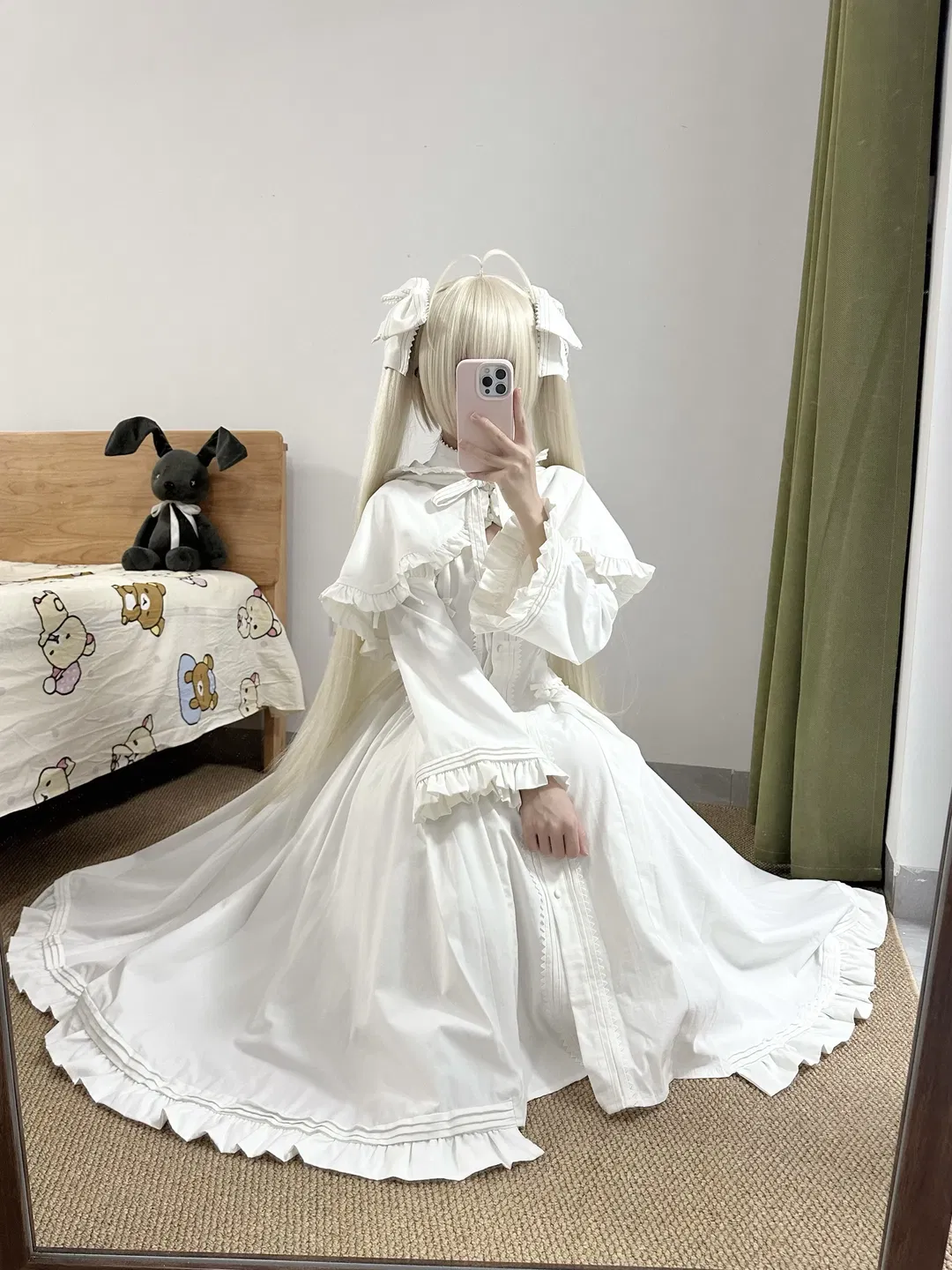 【春日野穹cos】缘之空纯白兔耳洋装试穿 - 第 5 张