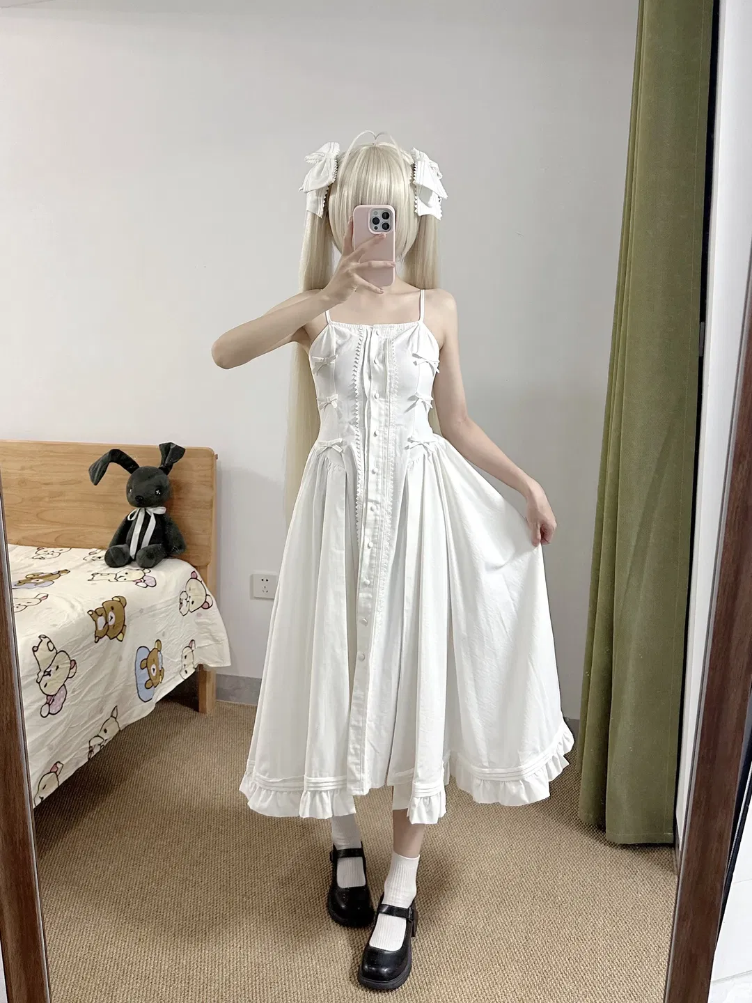 【春日野穹cos】缘之空纯白兔耳洋装试穿 - 第 9 张