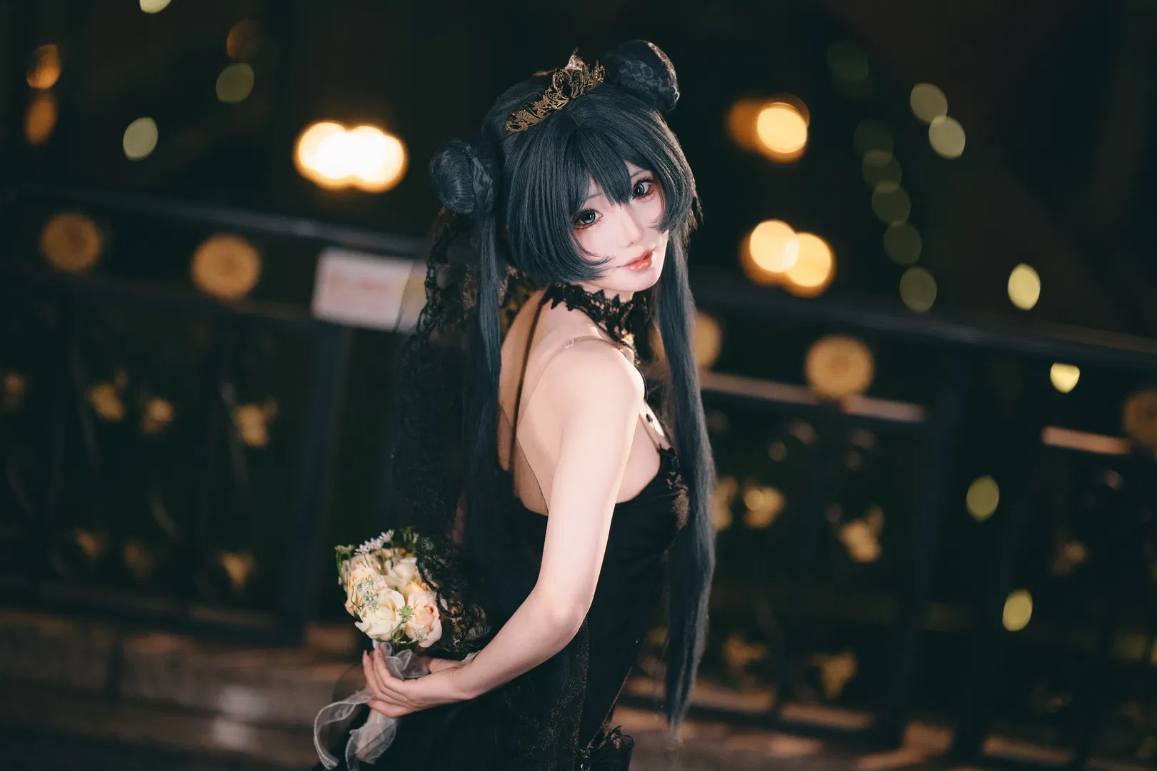【龙华妃咲cos】蔚蓝档案黑花嫁造型 - 第 5 张