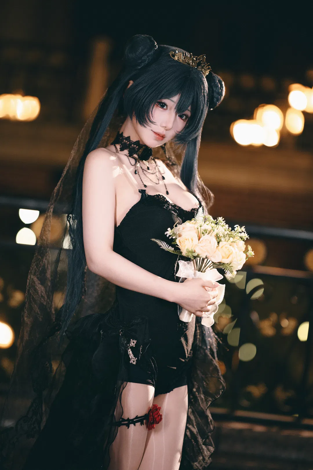 【龙华妃咲cos】蔚蓝档案黑花嫁造型 - 第 6 张