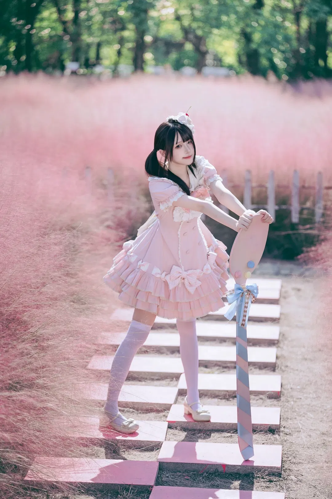 拿着大勺子在嘉北粉黛花海拍Lolita写真 - 第 3 张