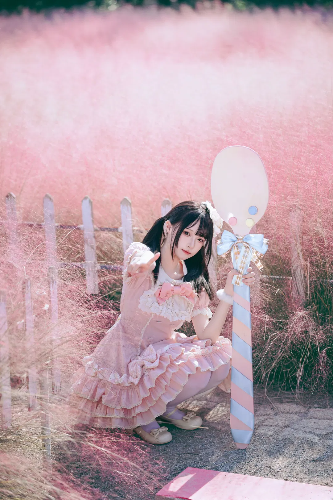 拿着大勺子在嘉北粉黛花海拍Lolita写真 - 第 6 张