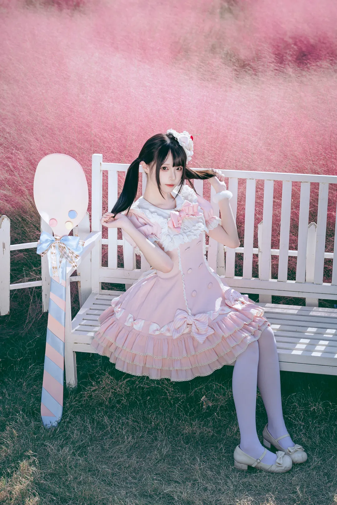 拿着大勺子在嘉北粉黛花海拍Lolita写真 - 第 8 张