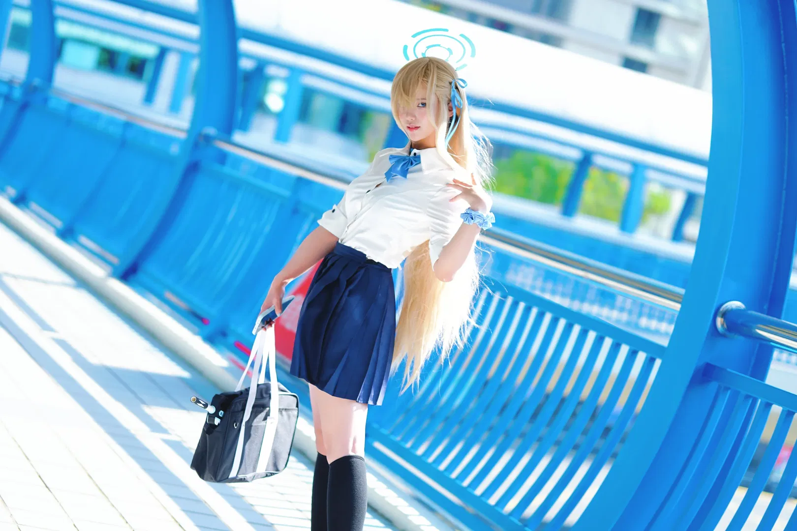 一之瀨明日奈cos 蔚藍檔案 白襯衫百褶裙制服 - 第 2 張