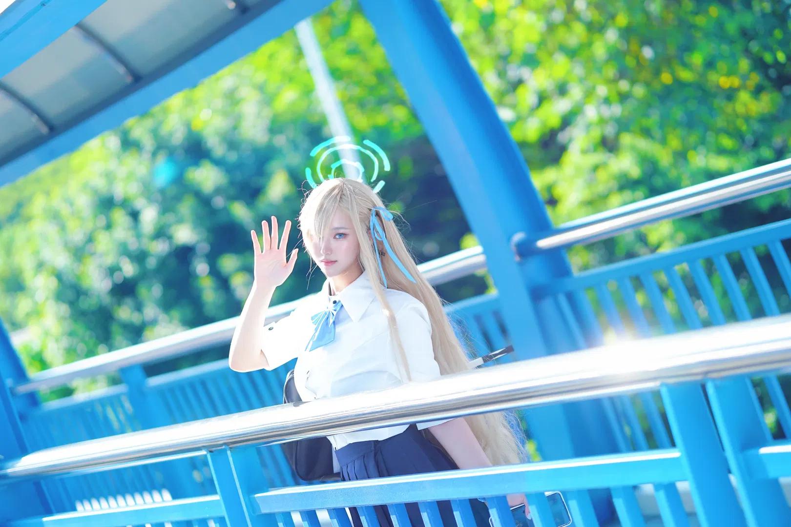 一之瀨明日奈cos 蔚藍檔案 白襯衫百褶裙制服 - 第 3 張