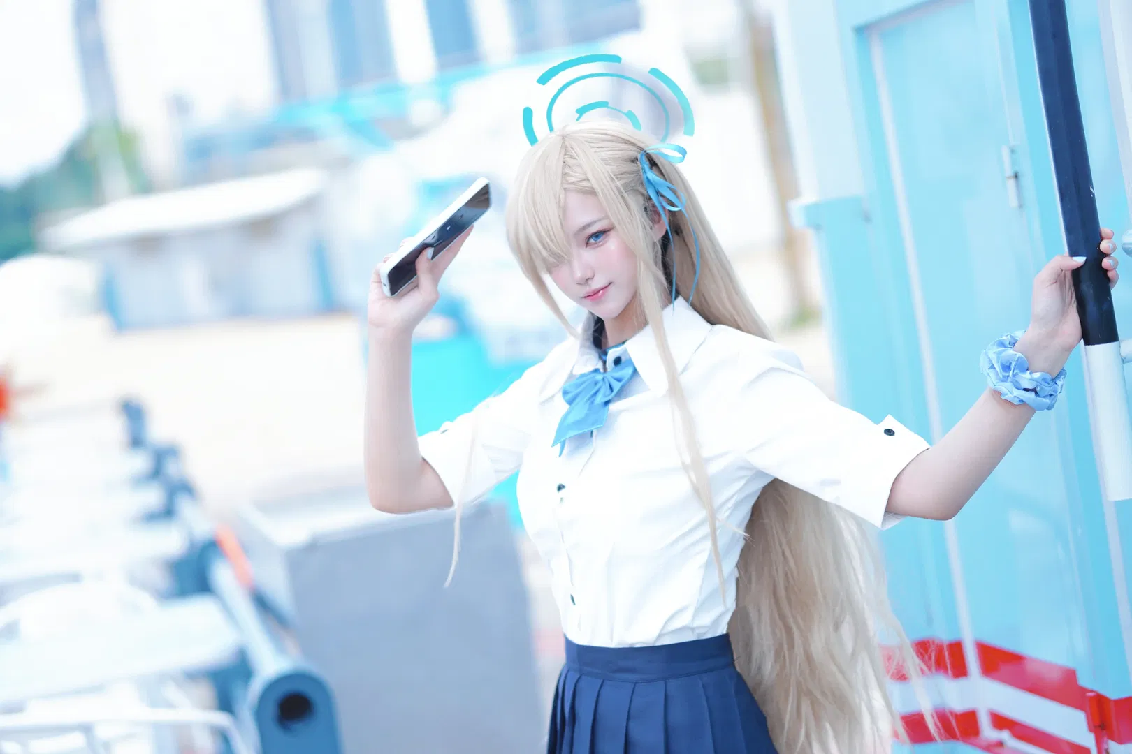 一之瀨明日奈cos 蔚藍檔案 白襯衫百褶裙制服 - 第 7 張