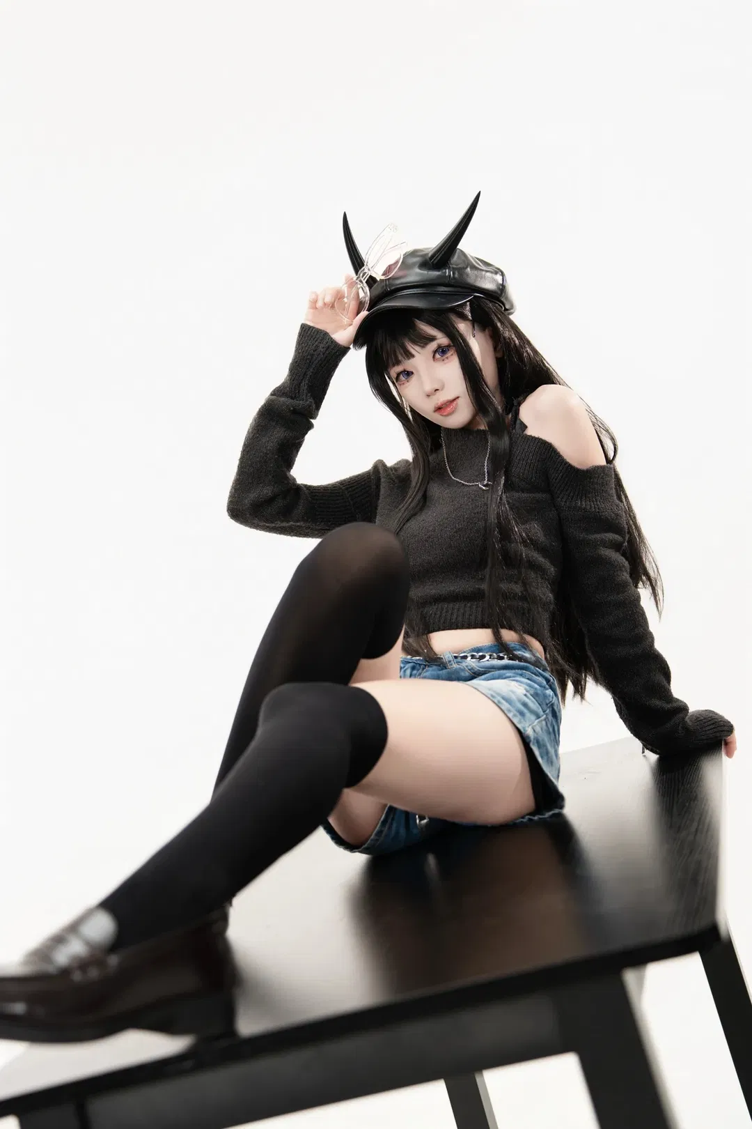 【能代cos】碧蓝航线香奢之约 黑丝与恶魔角的反差演绎 - 第 3 张