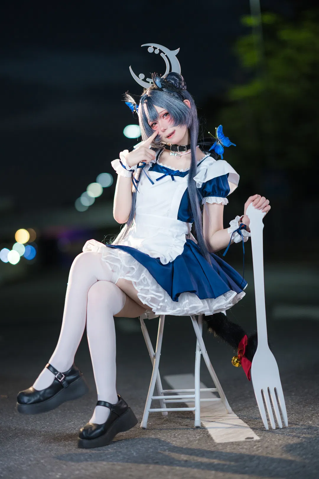 【龍華妃咲cos】蔚藍檔案門主大人的夜景女僕大片 - 第 2 張
