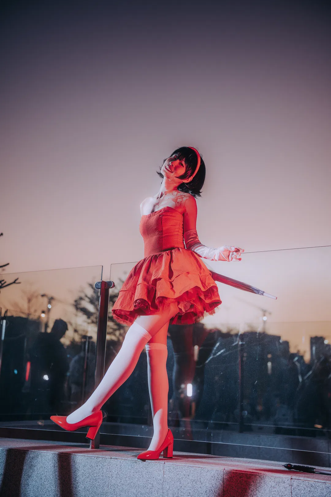 【雾雨魔理沙cos】未麻的部屋主题，火烧云下的红裙白丝 - 第 2 张