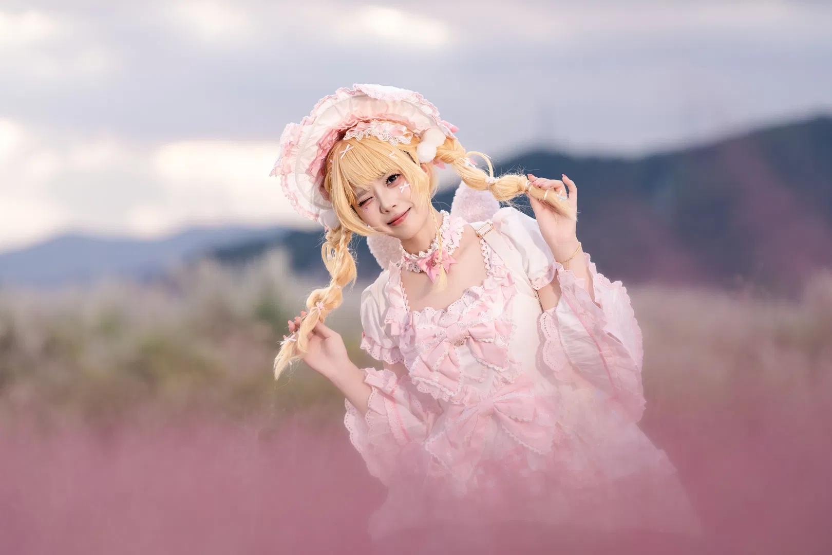 粉黛花海里的Lolita实拍，这套粉白搭配绝了 - 第 12 张