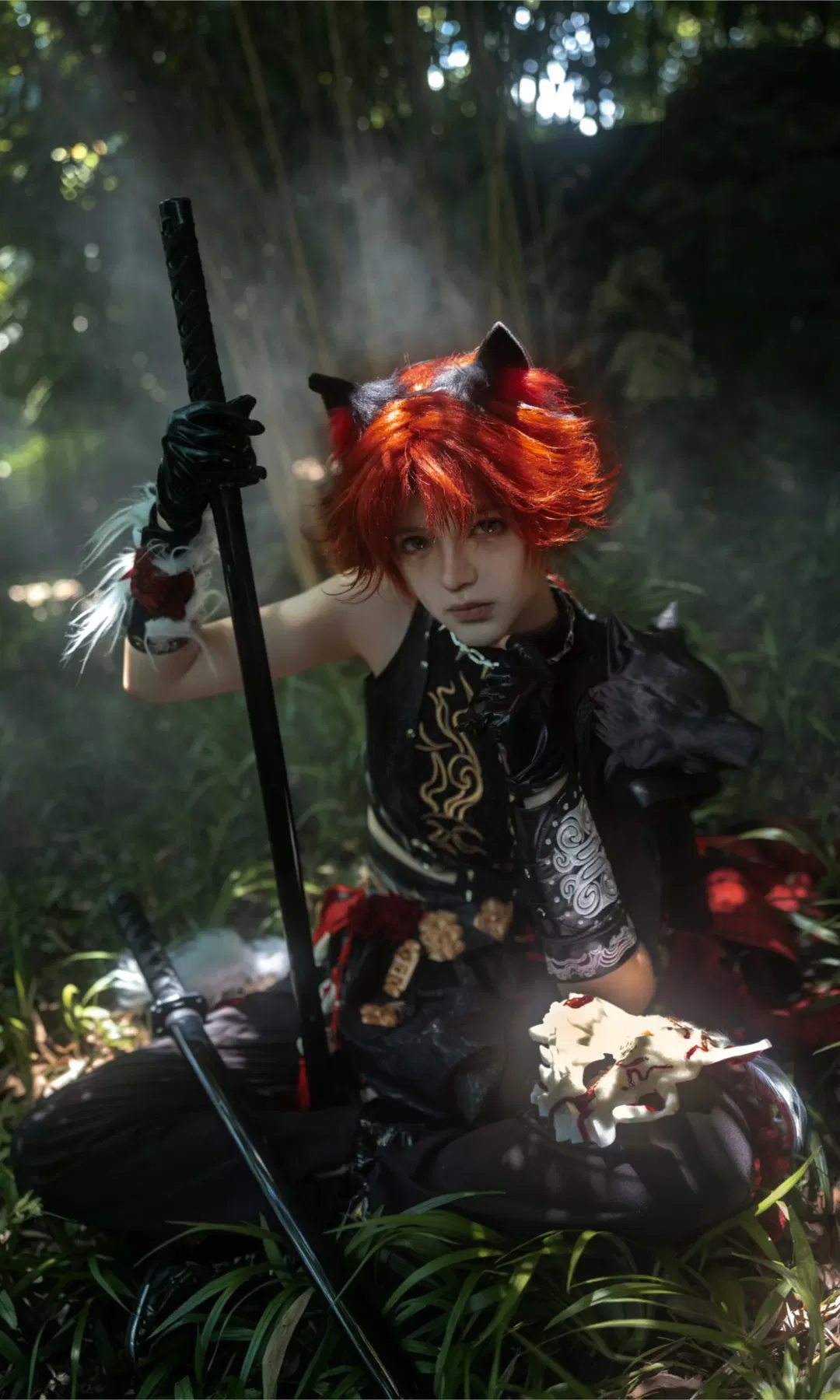 暗黑红发兽耳竹林氛围感cosplay正片 - 第 1 张