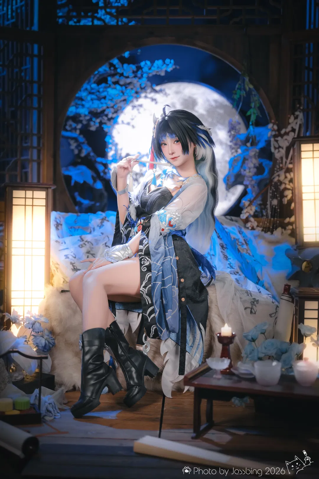秧秧玄翎cos 鳴潮裡的這套藍黑國風造型真的很戳我 - 第 4 張