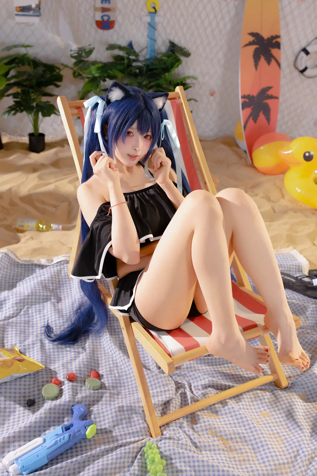 【黑见芹香cos】蔚蓝档案的夏日沙滩猫猫 - 第 1 张