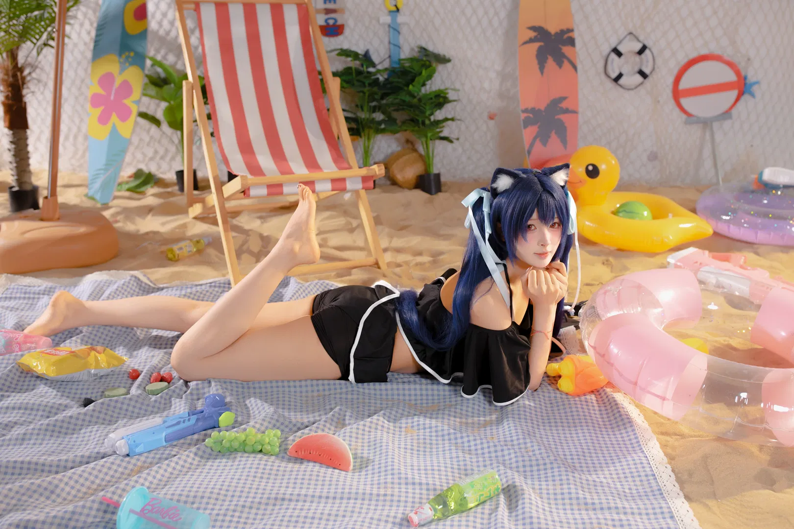 【黑见芹香cos】蔚蓝档案的夏日沙滩猫猫 - 第 2 张