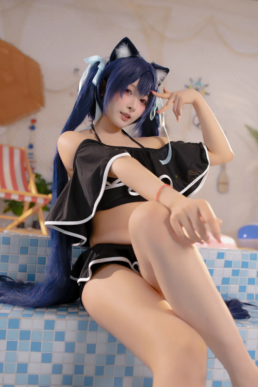 【黑见芹香cos】蔚蓝档案的夏日沙滩猫猫 - 第 5 张