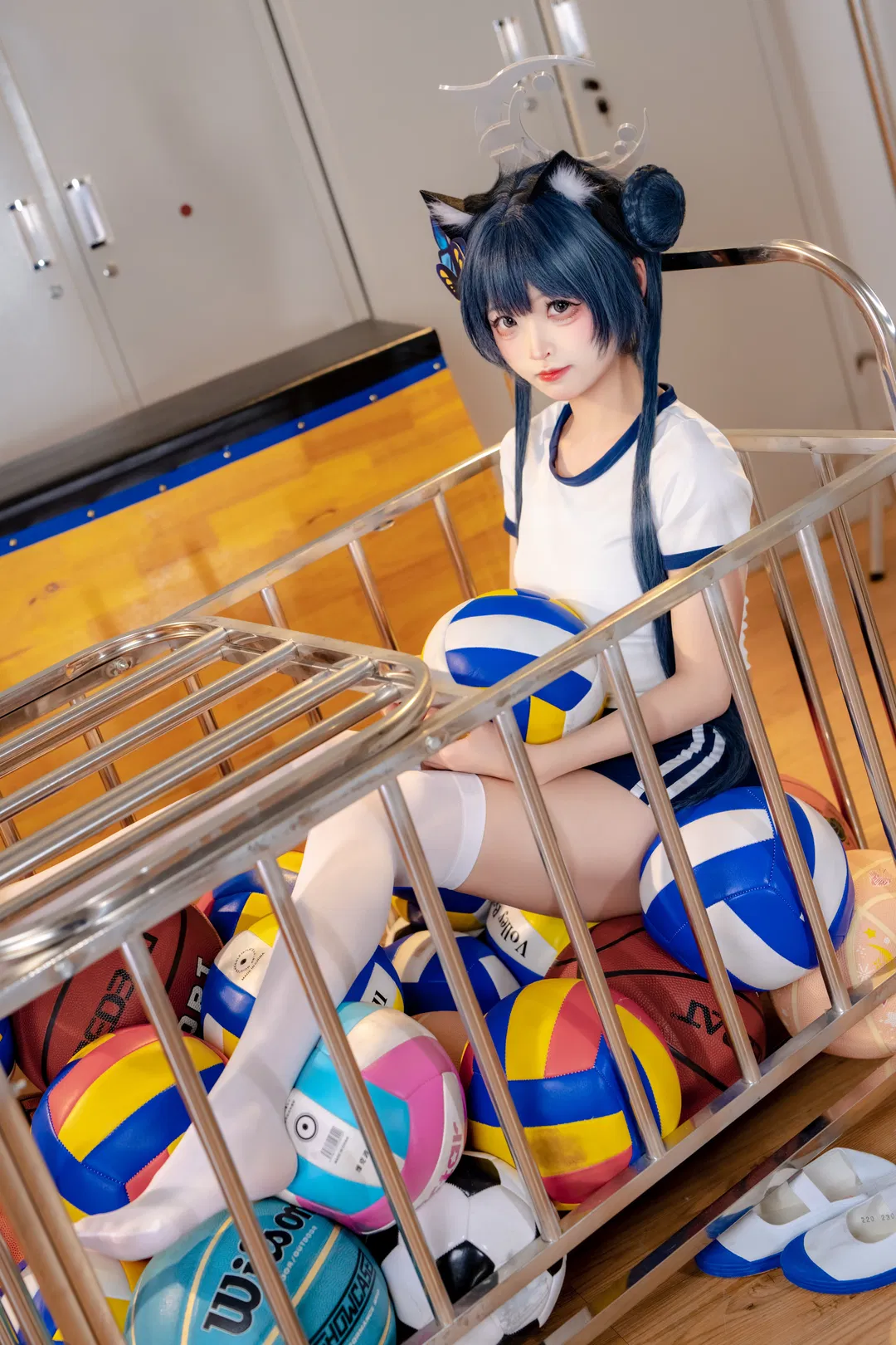 【妃咲cos】蔚蓝档案体操服少女的体育馆日常 - 第 1 张