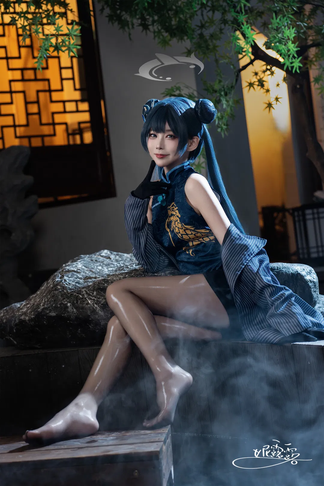 【妃咲cos】蔚藍檔案 門主大人的優雅旗袍與高光絲襪 - 第 4 張
