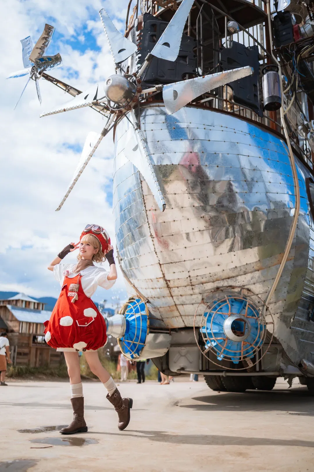 紅波點Lolita與機械飛行器，宮崎駿風奇幻旅拍 - 第 4 張