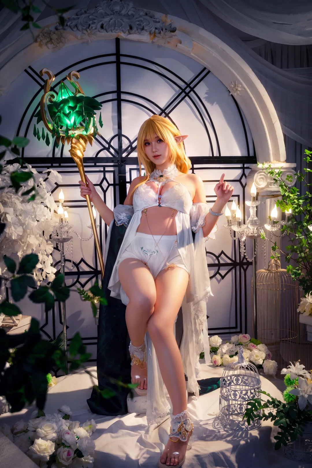 【金狮cos】碧蓝航线金狮，白色蕾丝与精灵耳的奇幻碰撞 - 第 1 张