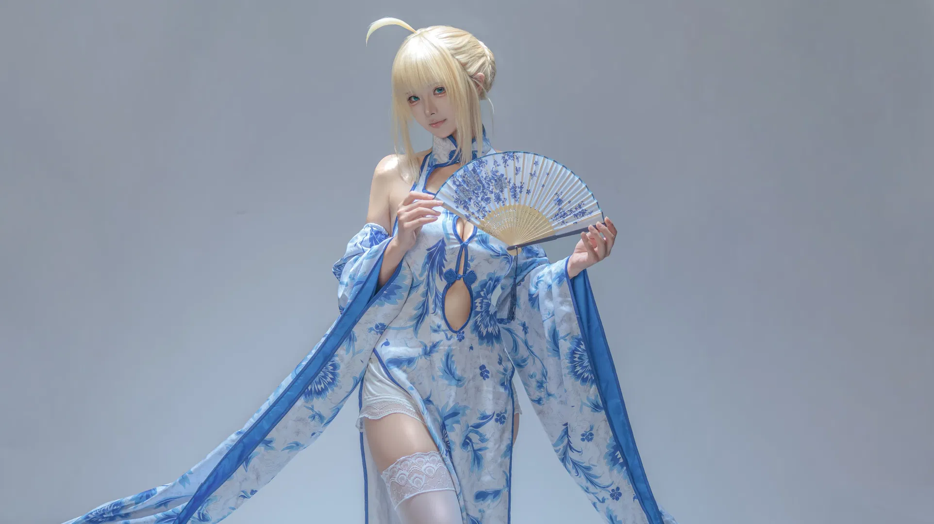 青花瓷Saber cos，蓝白国风的视觉碰撞 - 第 3 张