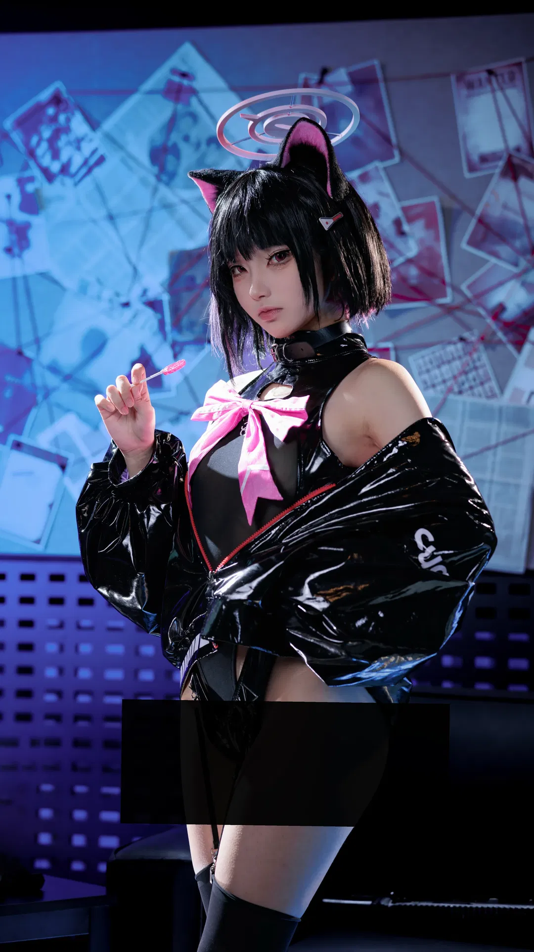 【杏山和纱cos】赛博夜色下的猫耳与甜心棒棒糖 - 第 1 张