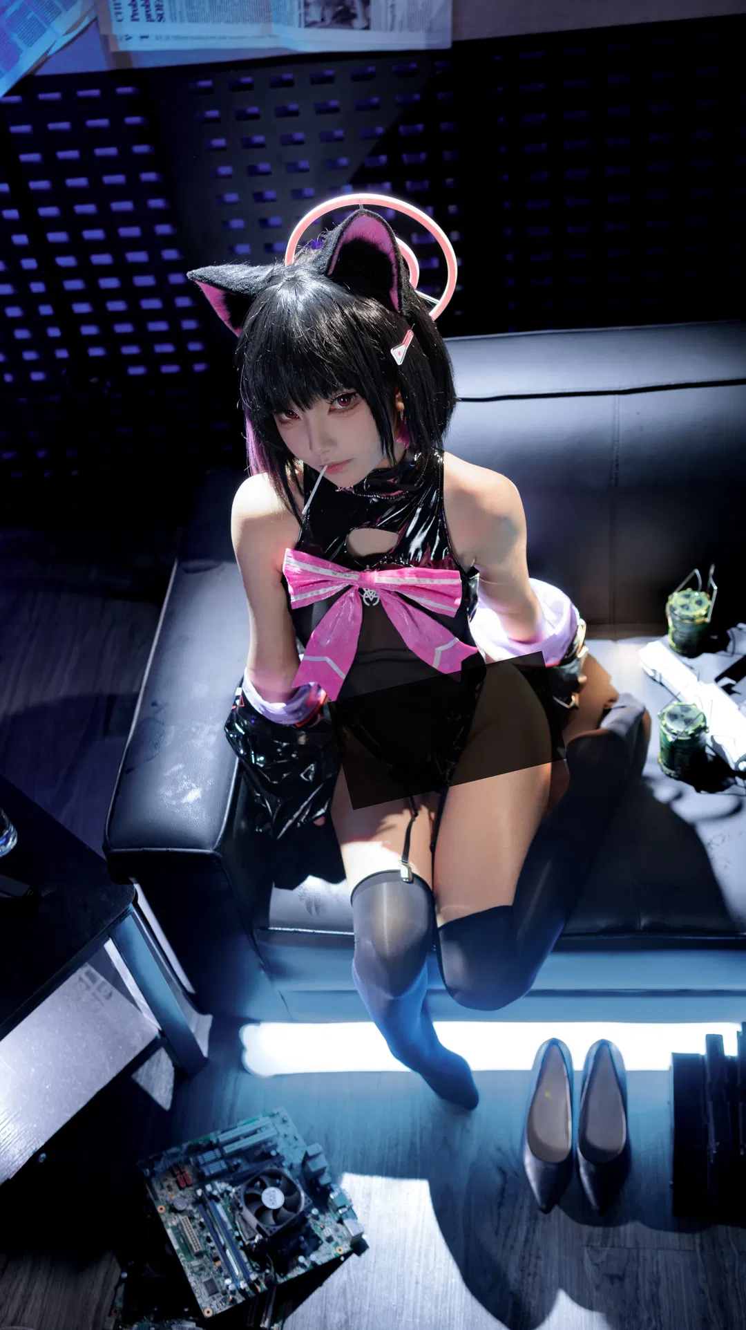 【杏山和纱cos】赛博夜色下的猫耳与甜心棒棒糖