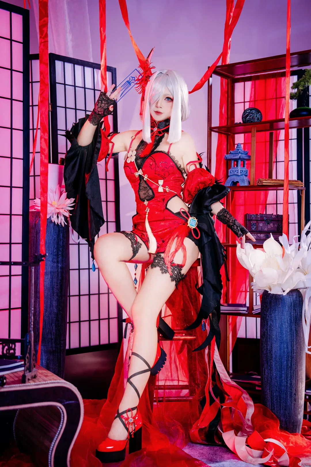 【申鹤cos】红黑旗袍风格的申鹤 - 第 2 张