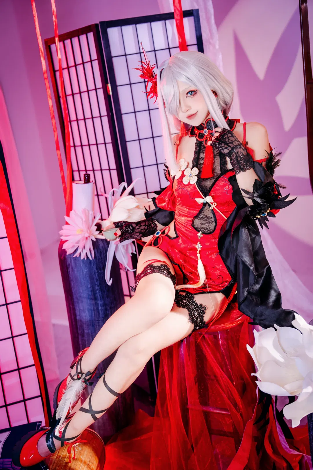 【申鹤cos】红黑旗袍风格的申鹤 - 第 3 张