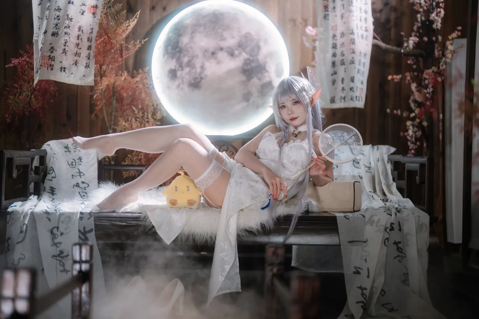 【阿尔比恩cos】碧蓝航线月色下的慵懒白裙精灵 - 第 2 张
