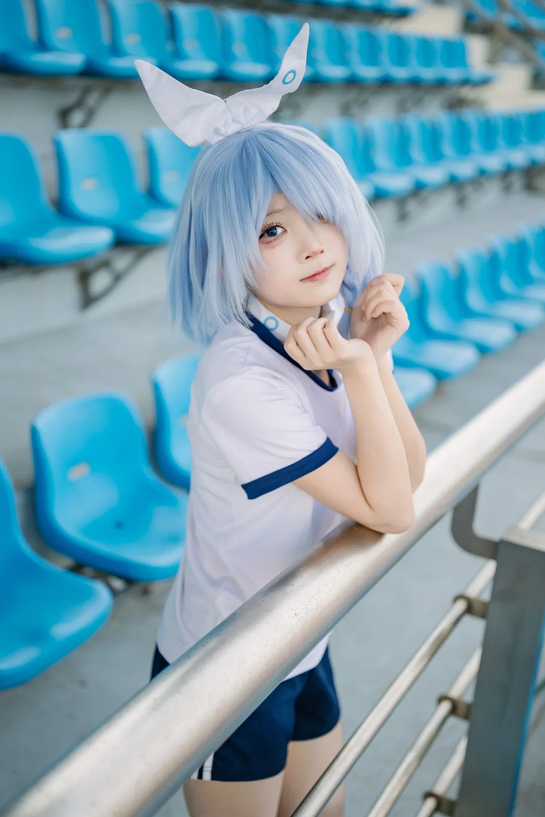 【阿罗娜cos】体育场的蓝白夏日，体操服日常记录 - 第 4 张