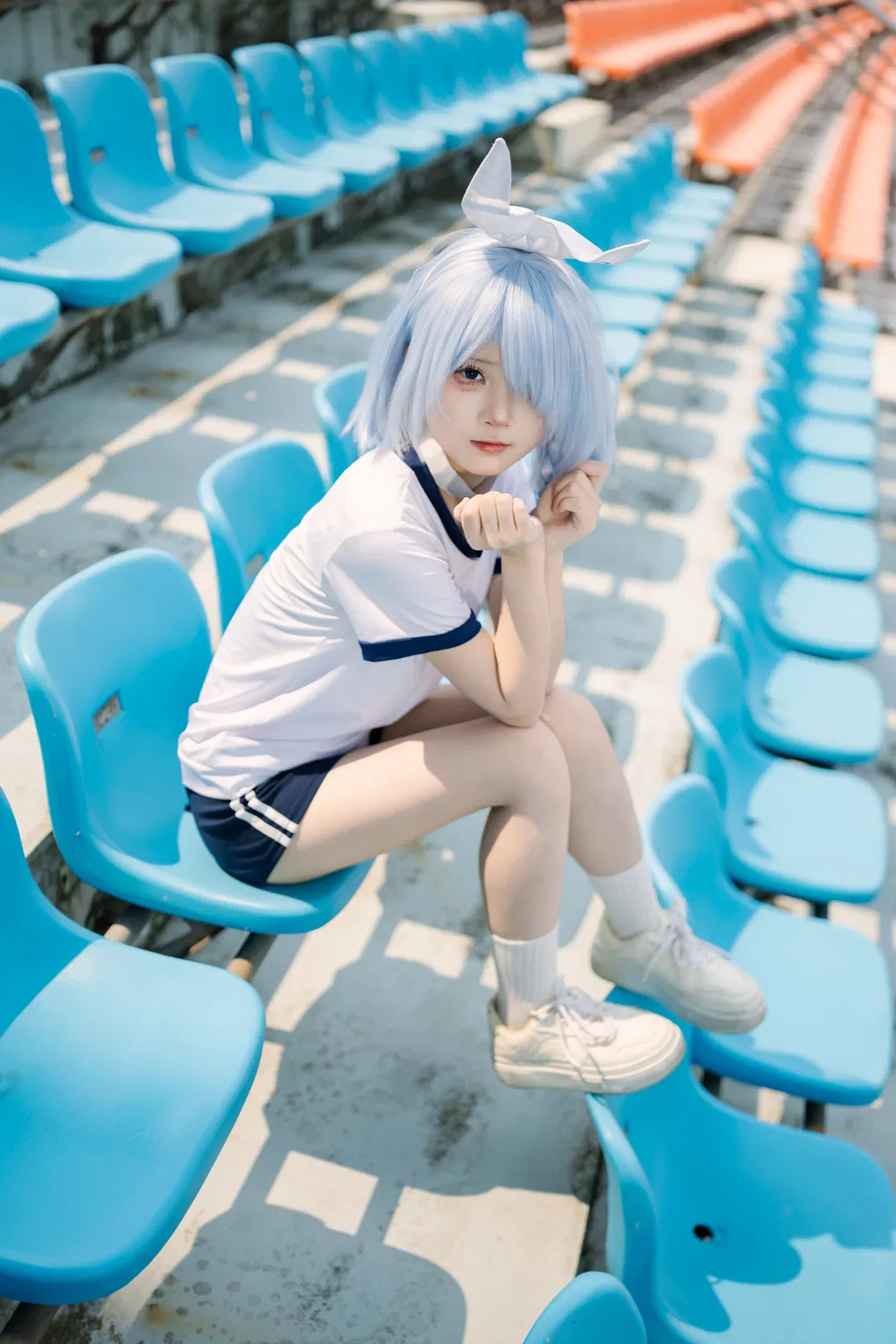 【阿罗娜cos】体育场的蓝白夏日，体操服日常记录 - 第 5 张