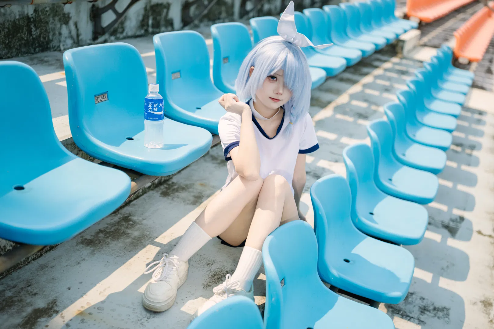 【阿罗娜cos】体育场的蓝白夏日，体操服日常记录 - 第 6 张