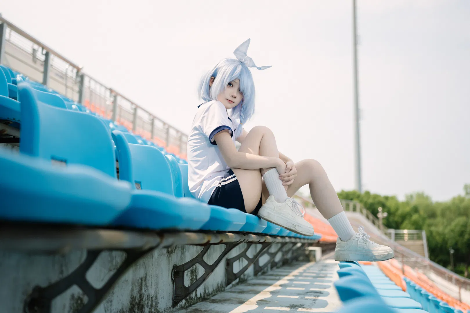 【阿罗娜cos】体育场的蓝白夏日，体操服日常记录 - 第 7 张